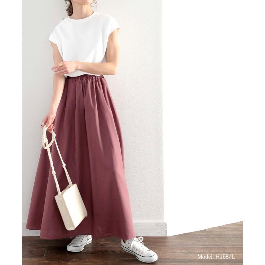 レディース 大きいサイズ 小さいサイズ ボトムス スカート コットンリネン マキシ丈 ロング フレア ギャザー ウエストゴム 楽ちん 親子コー | classicalelf | 11