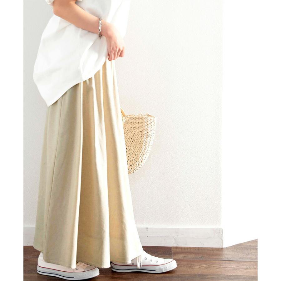 レディース 大きいサイズ 小さいサイズ ボトムス スカート コットンリネン マキシ丈 ロング フレア ギャザー ウエストゴム 楽ちん 親子コー | classicalelf | 03