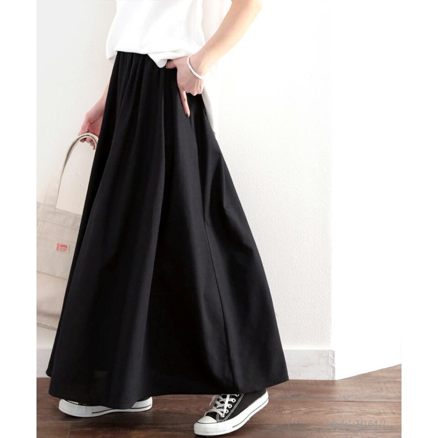 レディース 大きいサイズ 小さいサイズ ボトムス スカート コットンリネン マキシ丈 ロング フレア ギャザー ウエストゴム 楽ちん 親子コー | classicalelf | 05