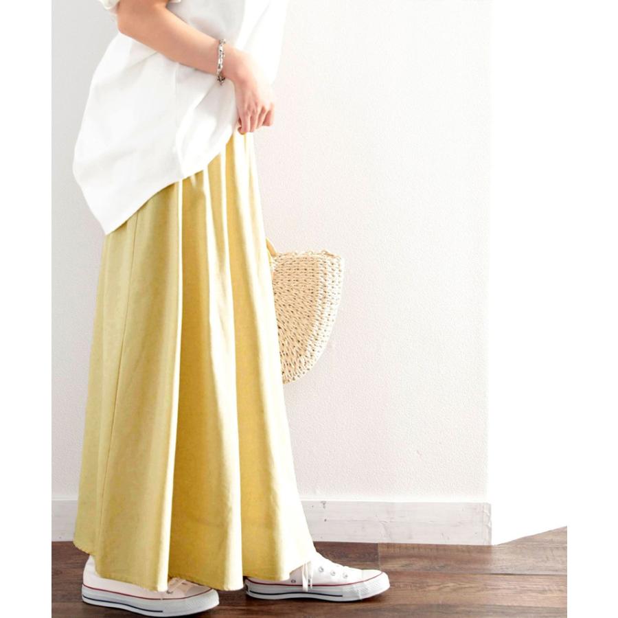 レディース 大きいサイズ 小さいサイズ ボトムス スカート コットンリネン マキシ丈 ロング フレア ギャザー ウエストゴム 楽ちん 親子コー | classicalelf | 09