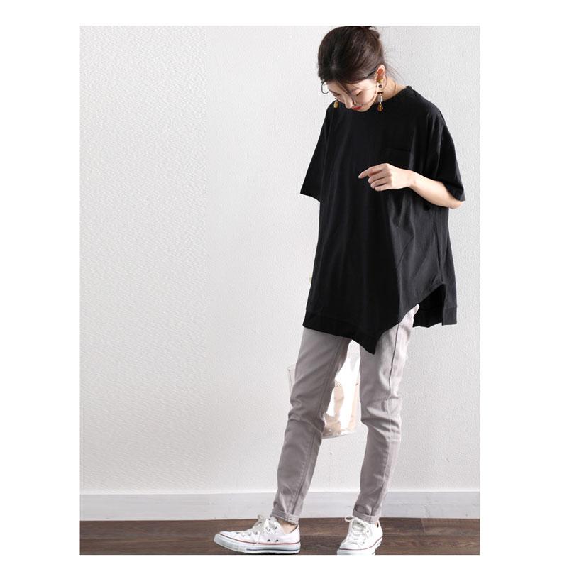 Tシャツ カットソー 半袖 アシンメトリー ゆったり おしゃれ プルオーバー 白 黒 メール便送料無料 夏物 夏コーデ Clk 019 Classical Elf Xxs 5lまで取扱 通販 Yahoo ショッピング