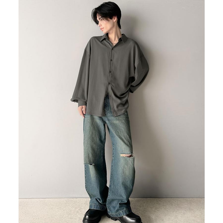 【 クラシカルエルフ classical elf 】 シャツ メンズ 長袖 秋冬 トップス ポリツイル オーバーサイズ カジュアル とろみ 男女兼用 落ち感 軽やか | classicalelf | 11