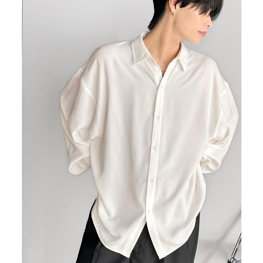 【 クラシカルエルフ classical elf 】 シャツ メンズ 長袖 秋冬 トップス ポリツイル オーバーサイズ カジュアル とろみ 男女兼用 落ち感 軽やか | classicalelf | 03