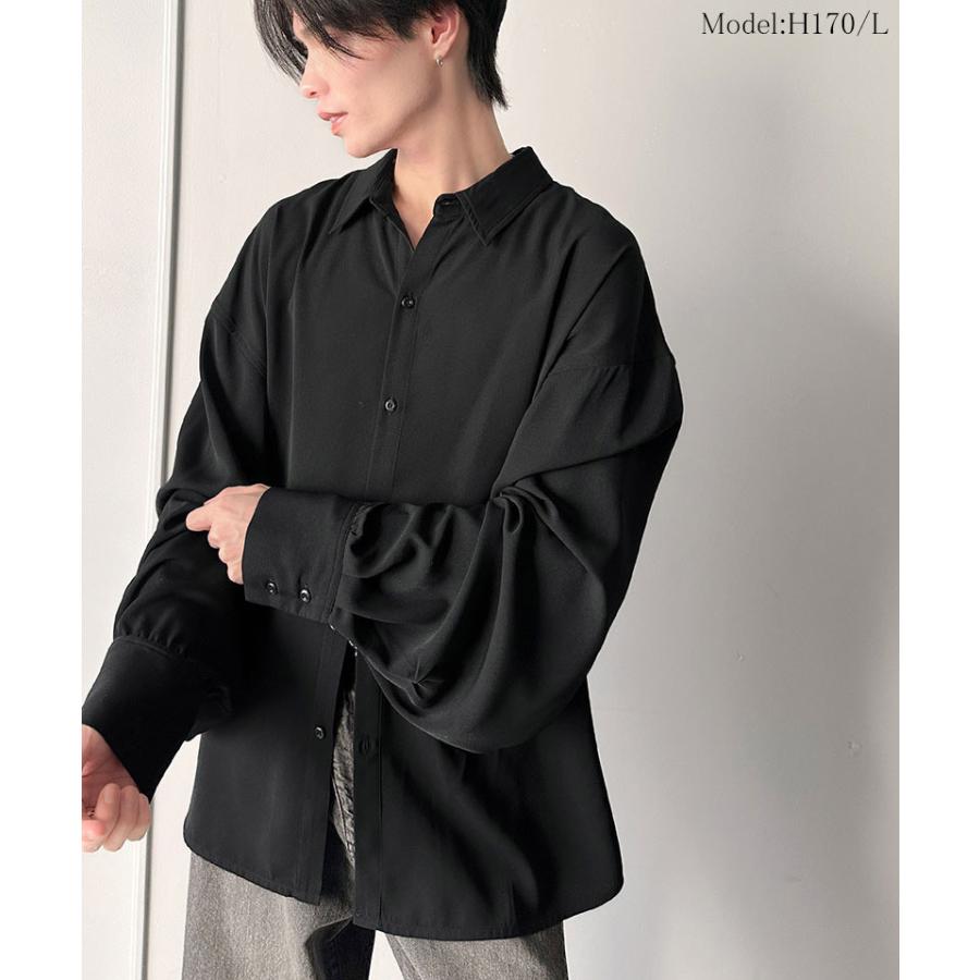 【 クラシカルエルフ classical elf 】 シャツ メンズ 長袖 秋冬 トップス ポリツイル オーバーサイズ カジュアル とろみ 男女兼用 落ち感 軽やか | classicalelf | 06