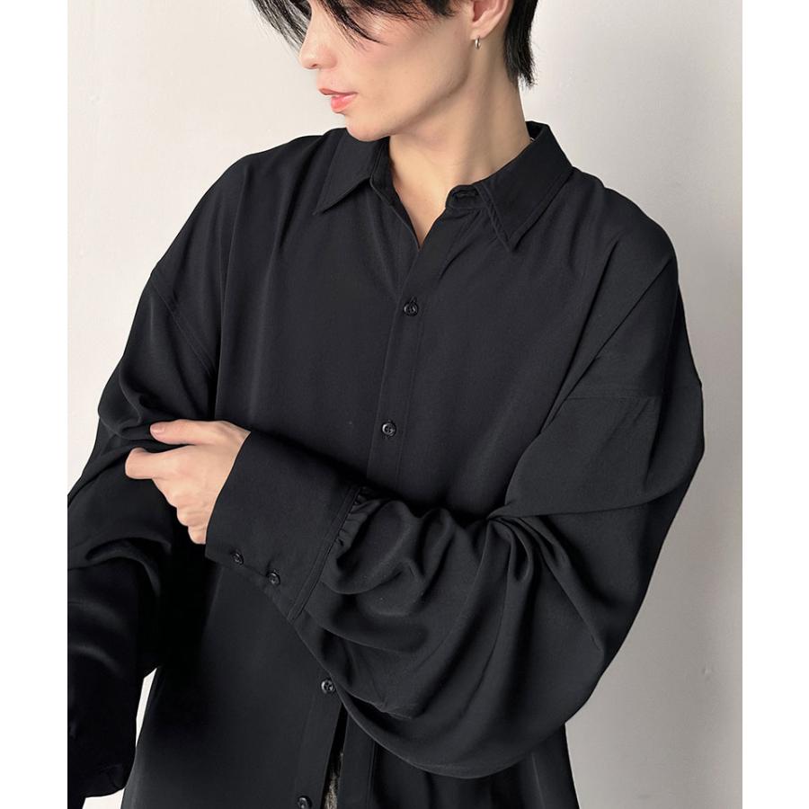 【 クラシカルエルフ classical elf 】 シャツ メンズ 長袖 秋冬 トップス ポリツイル オーバーサイズ カジュアル とろみ 男女兼用 落ち感 軽やか | classicalelf | 07