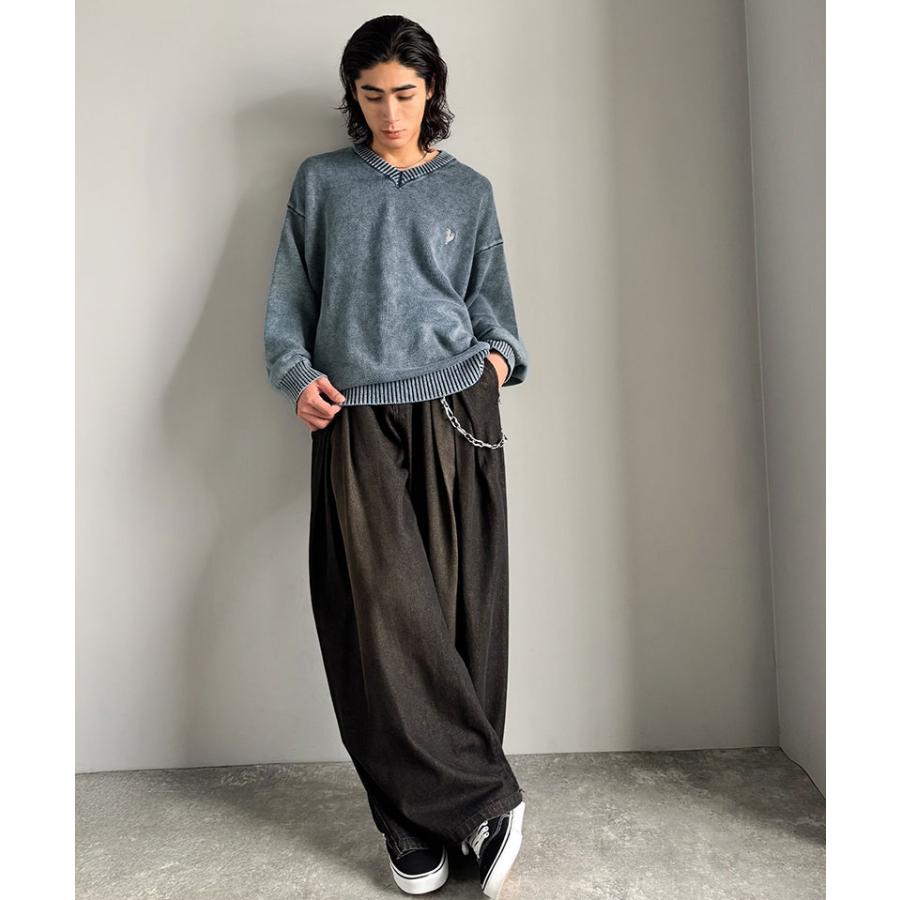 【Classical Origin】 ニット セーター メンズ ブランド トップス Vネックセーター オーバーサイズ ピグメント加工 綿100％ 抜け感 刺繍 ルーズ 自然体 | classicalelf | 12