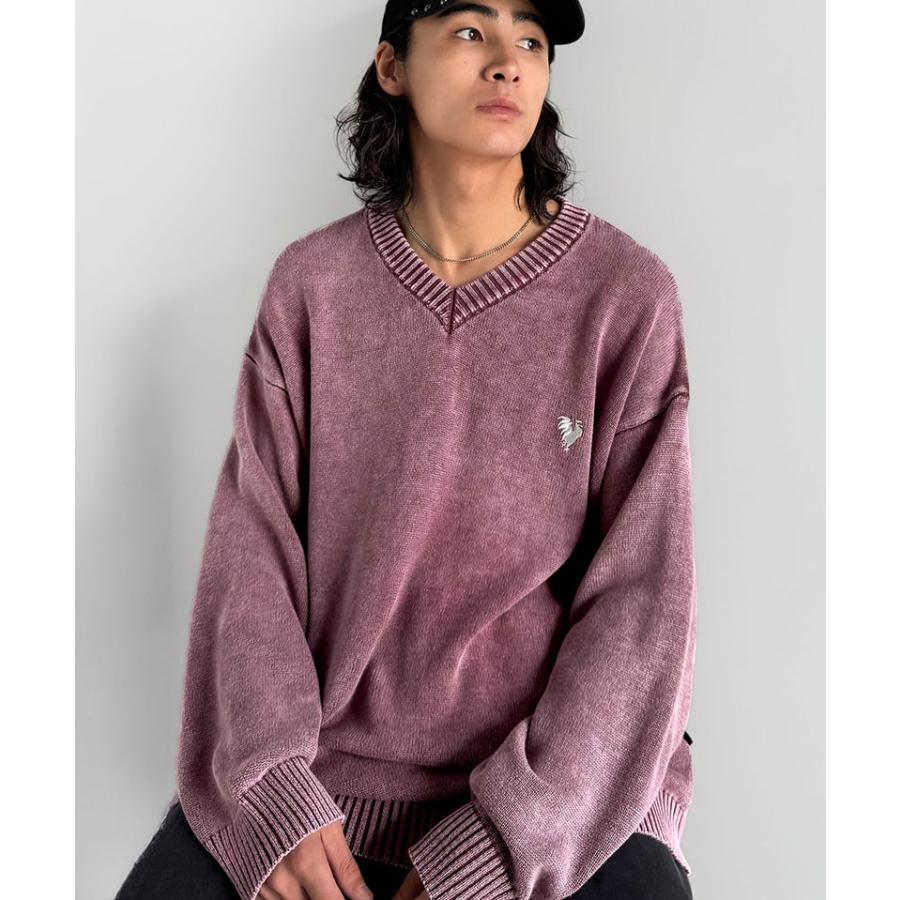 【Classical Origin】 ニット セーター メンズ ブランド トップス Vネックセーター オーバーサイズ ピグメント加工 綿100％ 抜け感 刺繍 ルーズ 自然体 | classicalelf | 14