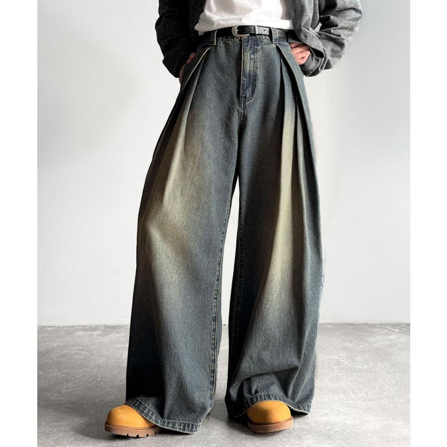 【Classical Origin】デニムパンツ メンズ ゆったり ボトムス パンツ ワイドパンツ バルーンパンツ 3タック ヴィンテージ加工 ボリューム ゆとり | classicalelf | 10