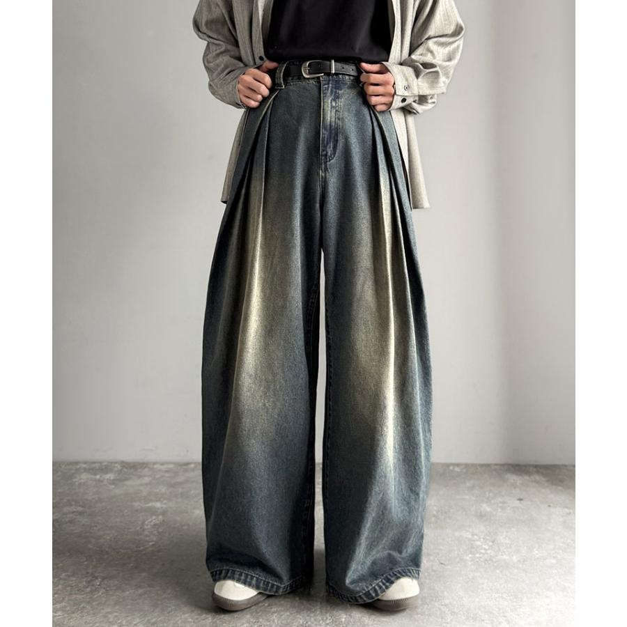 【Classical Origin】デニムパンツ メンズ ゆったり ボトムス パンツ ワイドパンツ バルーンパンツ 3タック ヴィンテージ加工 ボリューム ゆとり | classicalelf | 13