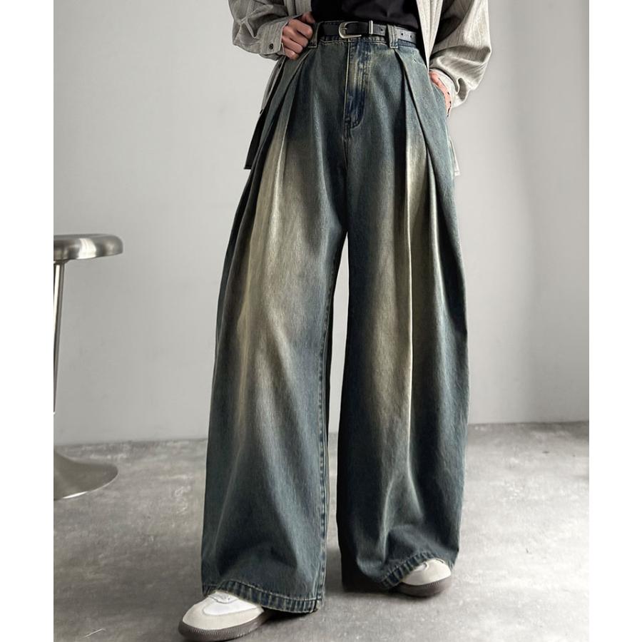 【Classical Origin】デニムパンツ メンズ ゆったり ボトムス パンツ ワイドパンツ バルーンパンツ 3タック ヴィンテージ加工 ボリューム ゆとり | classicalelf | 14