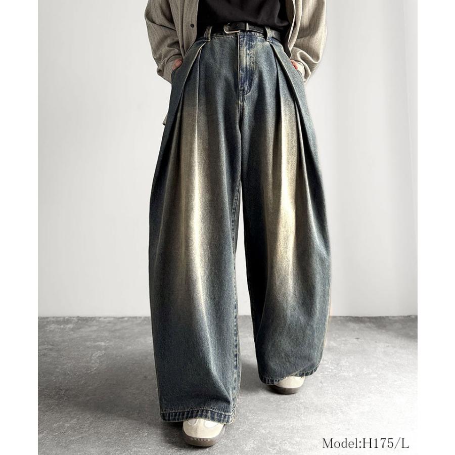 【Classical Origin】デニムパンツ メンズ ゆったり ボトムス パンツ ワイドパンツ バルーンパンツ 3タック ヴィンテージ加工 ボリューム ゆとり | classicalelf | 08