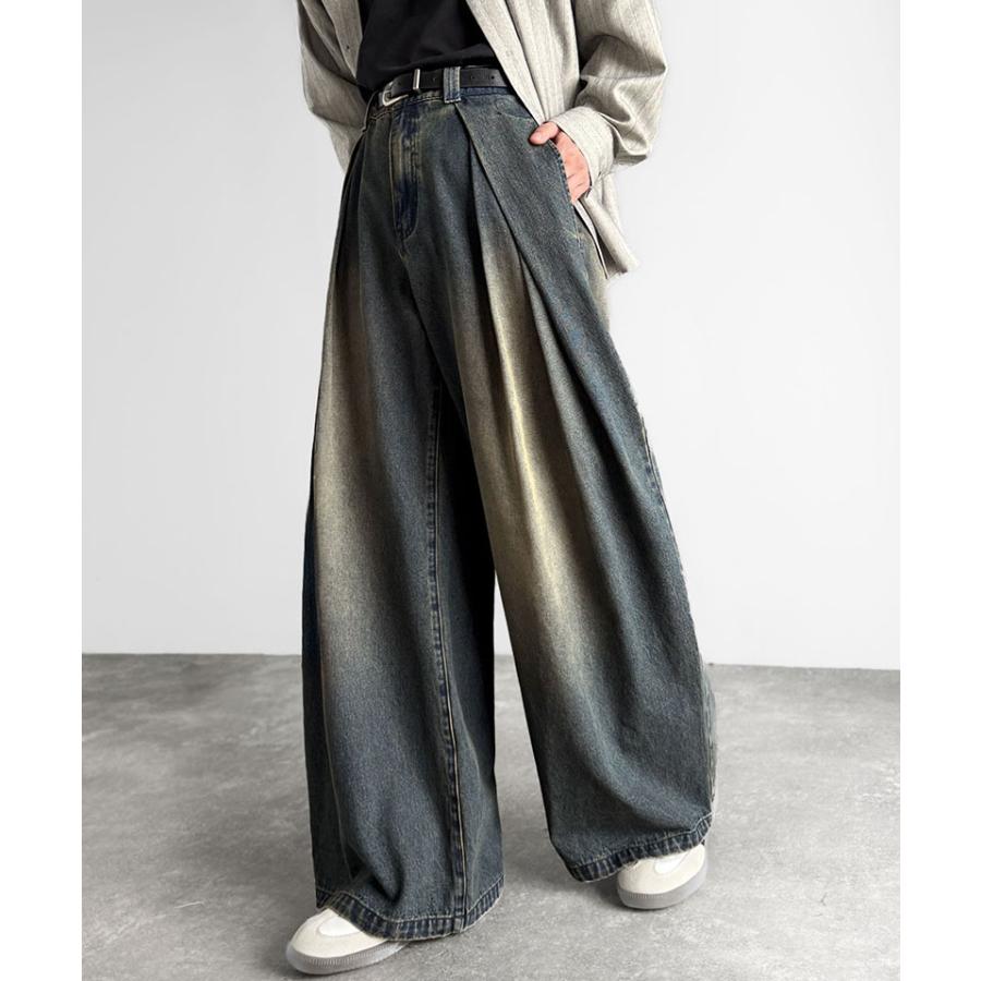 【Classical Origin】デニムパンツ メンズ ゆったり ボトムス パンツ ワイドパンツ バルーンパンツ 3タック ヴィンテージ加工 ボリューム ゆとり | classicalelf | 09