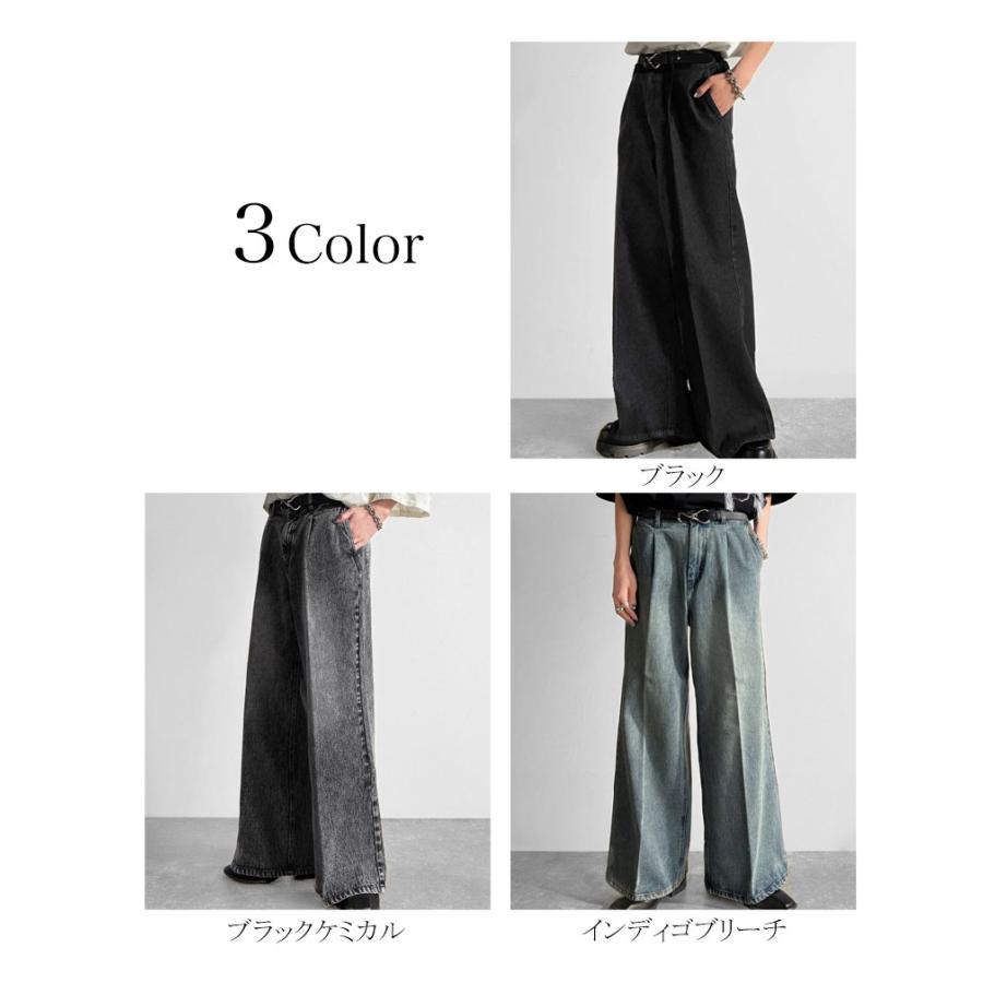 【Classical Origin】 メンズ ボトム デニム ジーンズ フレア ワンタック センタープレス スラックス ヴィンテージ加工 ケミカルウォッシュ 春 夏 | classicalelf | 01