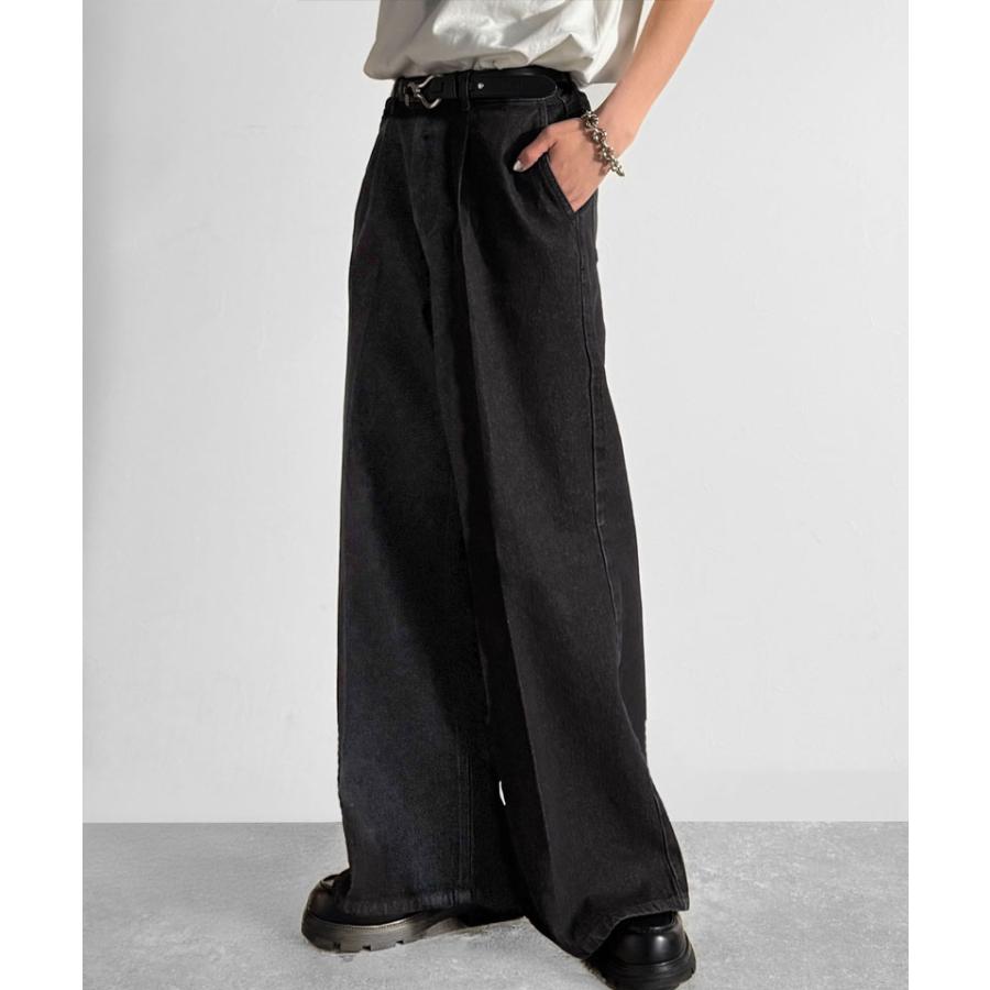 【Classical Origin】 メンズ ボトム デニム ジーンズ フレア ワンタック センタープレス スラックス ヴィンテージ加工 ケミカルウォッシュ 春 夏 | classicalelf | 03