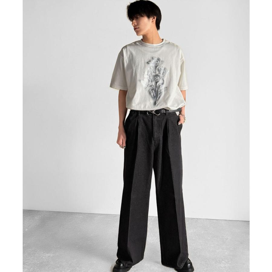 【Classical Origin】 メンズ ボトム デニム ジーンズ フレア ワンタック センタープレス スラックス ヴィンテージ加工 ケミカルウォッシュ 春 夏 | classicalelf | 04