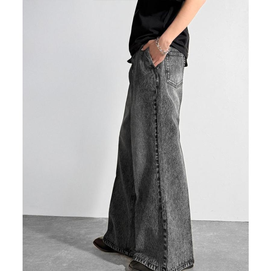 【Classical Origin】 メンズ ボトム デニム ジーンズ フレア ワンタック センタープレス スラックス ヴィンテージ加工 ケミカルウォッシュ 春 夏 | classicalelf | 07