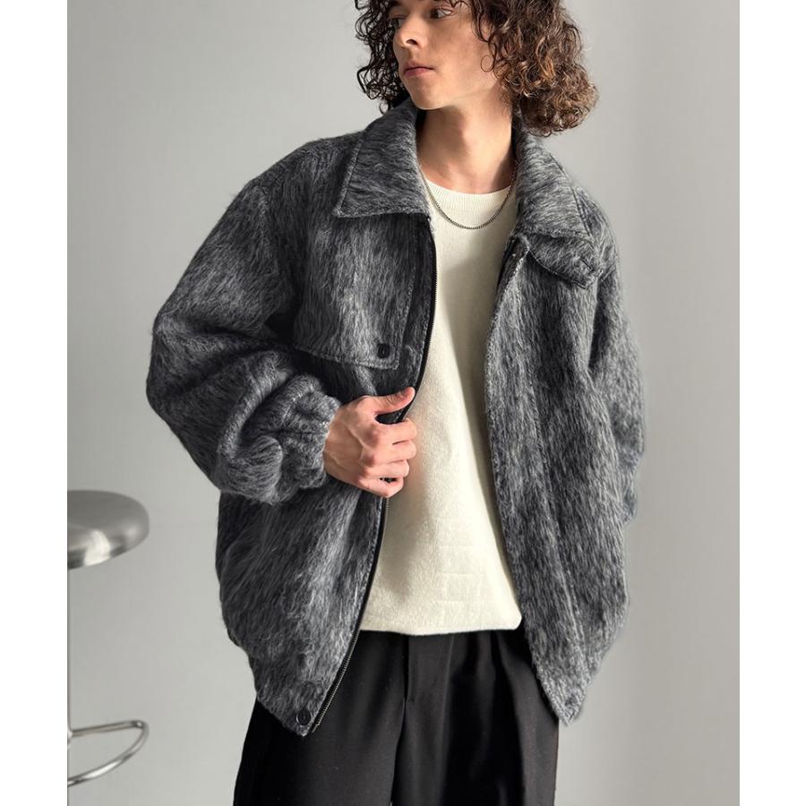 【Classical Origin】 アウター メンズ 冬 ジャケット ブルゾン コート シャギーファー 2way襟 スタンドカラー ショート丈 ミックス調 ベーシック ゆとり | classicalelf | 10