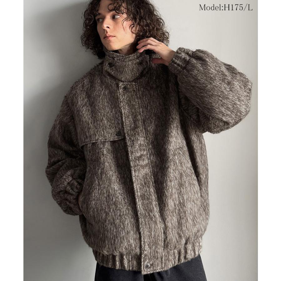 【Classical Origin】 アウター メンズ 冬 ジャケット ブルゾン コート シャギーファー 2way襟 スタンドカラー ショート丈 ミックス調 ベーシック ゆとり | classicalelf | 02