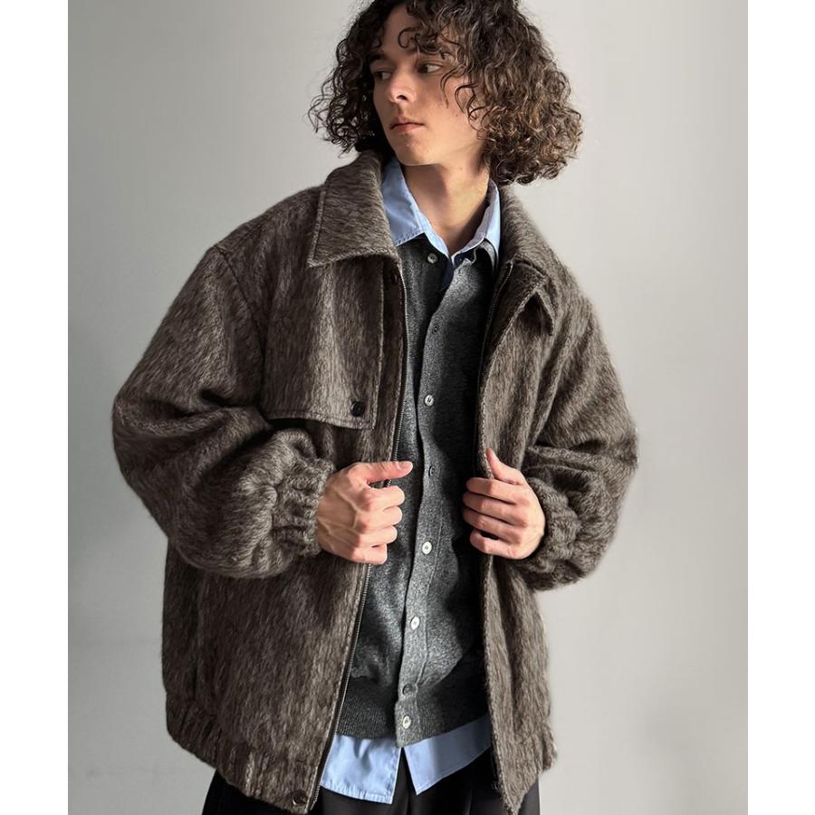 【Classical Origin】 アウター メンズ 冬 ジャケット ブルゾン コート シャギーファー 2way襟 スタンドカラー ショート丈 ミックス調 ベーシック ゆとり | classicalelf | 03