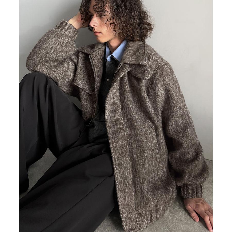 【Classical Origin】 アウター メンズ 冬 ジャケット ブルゾン コート シャギーファー 2way襟 スタンドカラー ショート丈 ミックス調 ベーシック ゆとり | classicalelf | 04