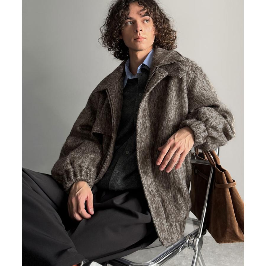 【Classical Origin】 アウター メンズ 冬 ジャケット ブルゾン コート シャギーファー 2way襟 スタンドカラー ショート丈 ミックス調 ベーシック ゆとり | classicalelf | 06