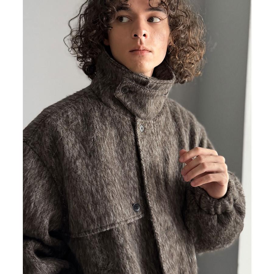 【Classical Origin】 アウター メンズ 冬 ジャケット ブルゾン コート シャギーファー 2way襟 スタンドカラー ショート丈 ミックス調 ベーシック ゆとり | classicalelf | 07