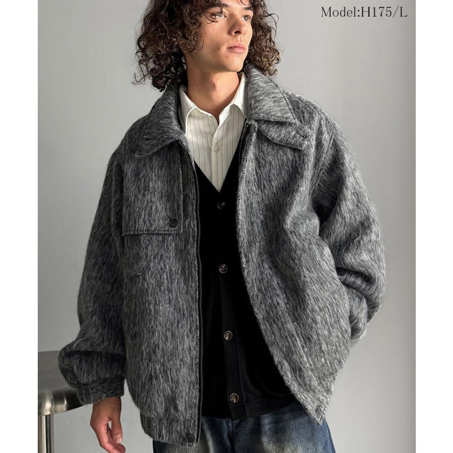 【Classical Origin】 アウター メンズ 冬 ジャケット ブルゾン コート シャギーファー 2way襟 スタンドカラー ショート丈 ミックス調 ベーシック ゆとり | classicalelf | 09