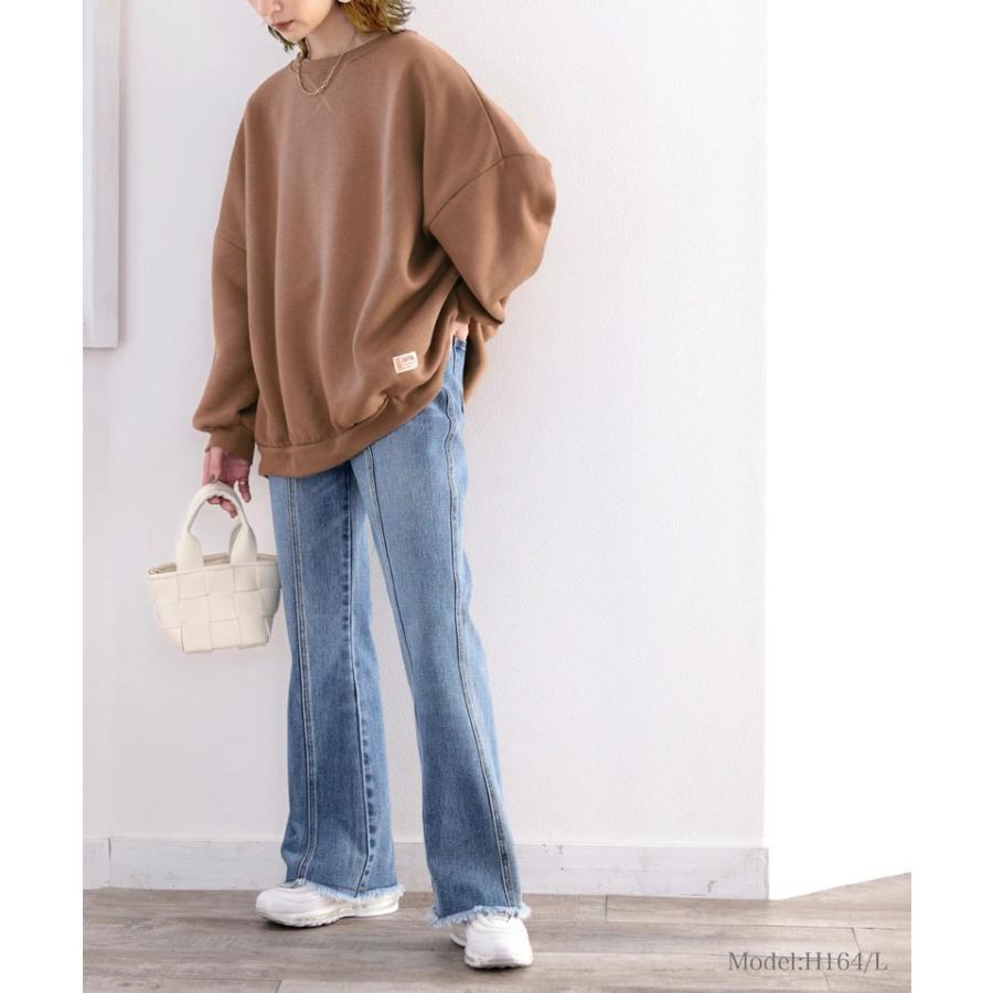 レディース トップス 長袖 スウェット トレーナー 大きいサイズ ボリューム袖 裏起毛 ビッグシルエット 秋 冬 | Java | 14