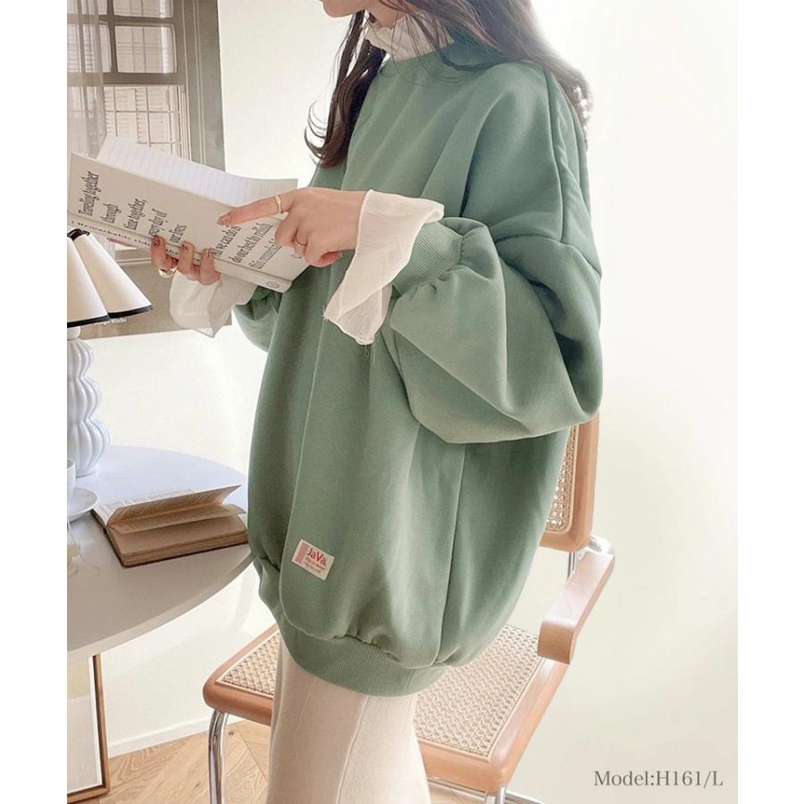 レディース トップス 長袖 スウェット トレーナー 大きいサイズ ボリューム袖 裏起毛 ビッグシルエット 秋 冬 | Java | 02