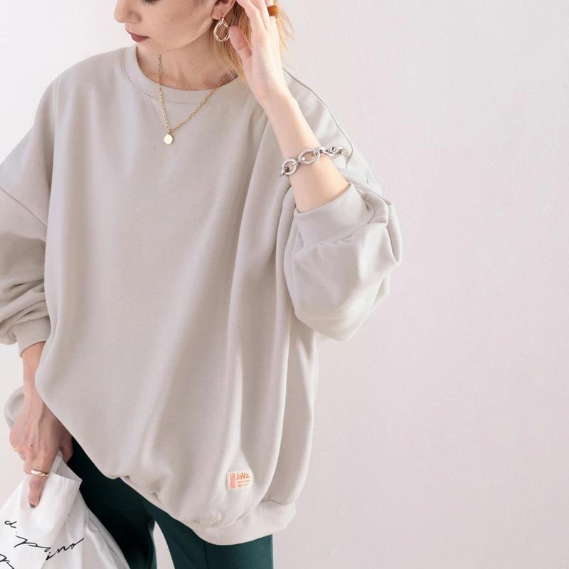 レディース トップス 長袖 スウェット トレーナー 大きいサイズ ボリューム袖 裏起毛 ビッグシルエット 秋 冬 | Java | 20