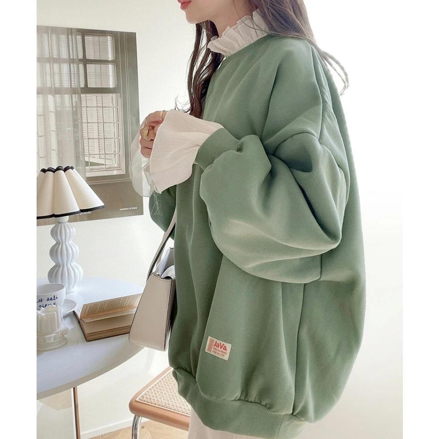 レディース トップス 長袖 スウェット トレーナー 大きいサイズ ボリューム袖 裏起毛 ビッグシルエット 秋 冬 | Java | 04