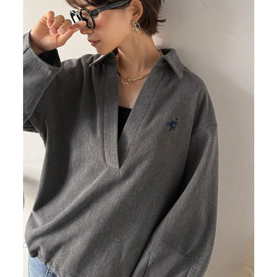 【Classical Evon】 ポロニット レディース 長袖 トップス カットソー プルオーバー 圧縮ニット 襟付き キーネック 上品 抜け感 ラフ ボリュームスリーブ | classicalelf | 04