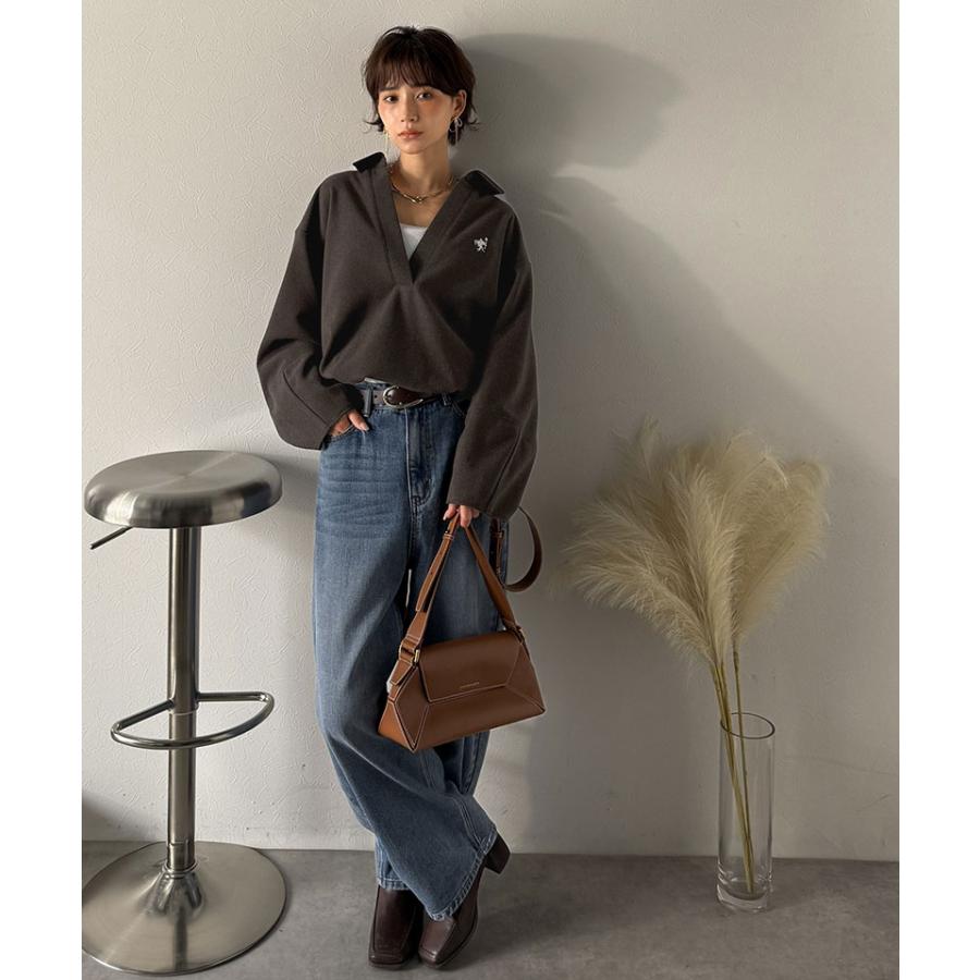 【Classical Evon】 ポロニット レディース 長袖 トップス カットソー プルオーバー 圧縮ニット 襟付き キーネック 上品 抜け感 ラフ ボリュームスリーブ | classicalelf | 09