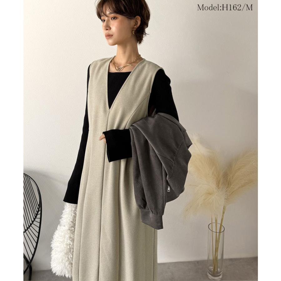 【Classical Evon】 ワンピース 秋冬 きれいめ 着やせ ロング Vネック ウエストタック ロング丈 上品 深めVネック すっきり 主役級 シンプル 気回し力抜群 | classicalelf | 12