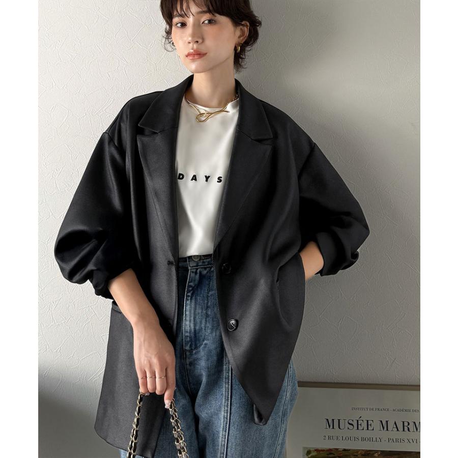 【Classical Evon】アウター レディース 秋 ジャケット レディース レザー 風 加工 スエード 袖 タック テーラード JK ゆるっと オーバーサイズ | classicalelf | 05
