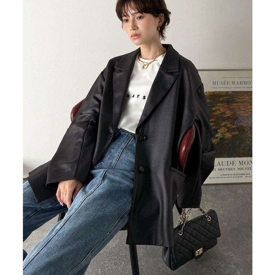 【Classical Evon】アウター レディース 秋 ジャケット レディース レザー 風 加工 スエード 袖 タック テーラード JK ゆるっと オーバーサイズ | classicalelf | 07