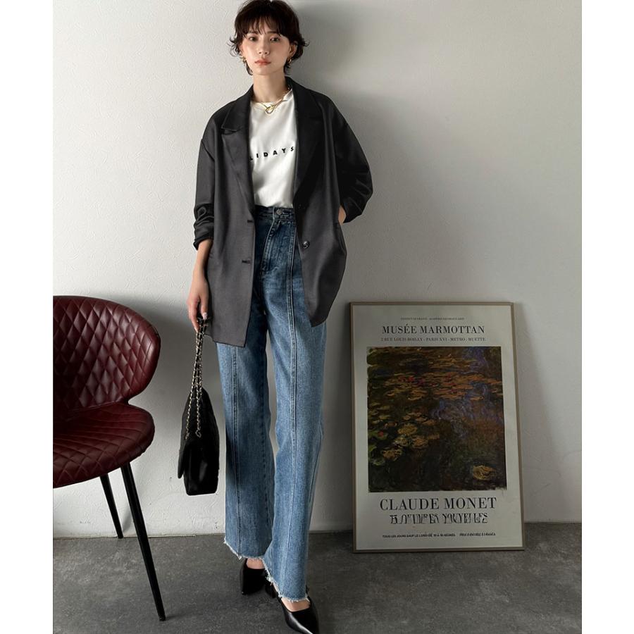 【Classical Evon】アウター レディース 秋 ジャケット レディース レザー 風 加工 スエード 袖 タック テーラード JK ゆるっと オーバーサイズ | classicalelf | 09