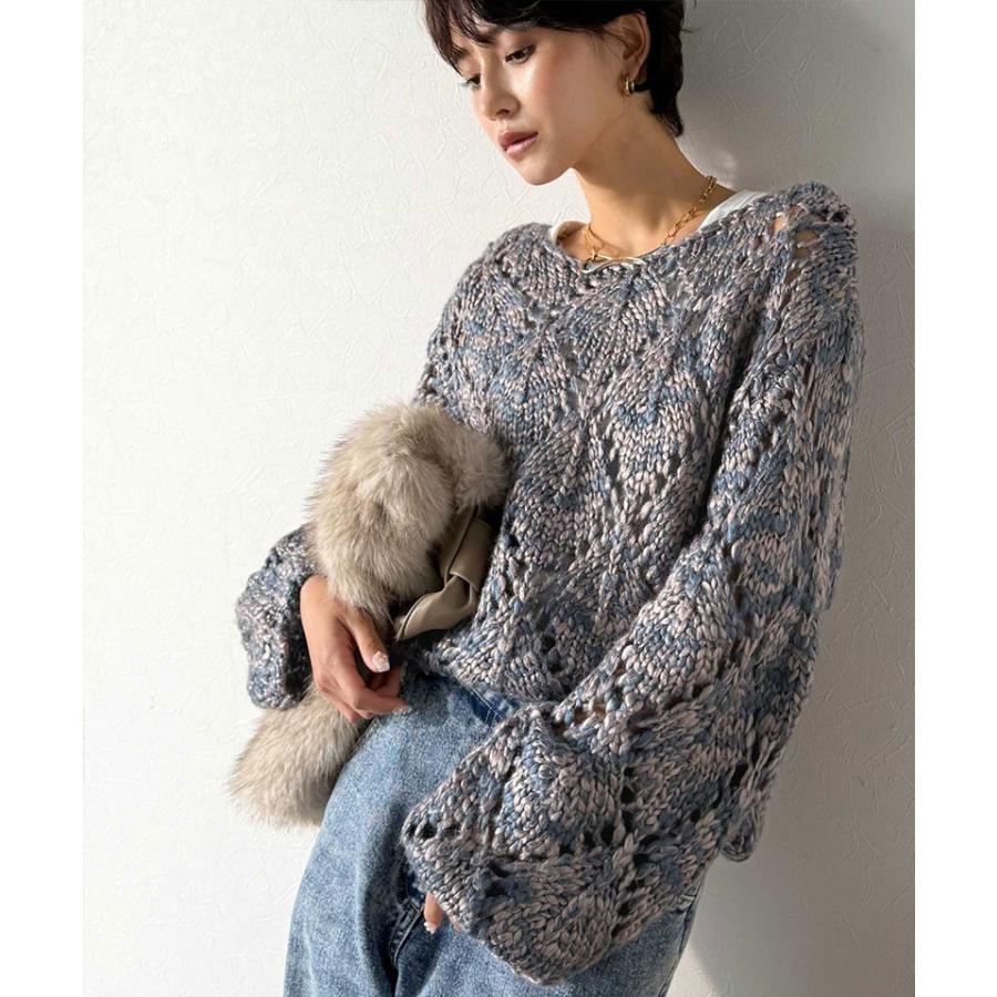 【Classical Evon】 ニット レディース 長袖 トップス ローゲージ 針抜き パフニット ゆるっと オーバーサイズ 着映え ロングシーズン 大きいサイズ | classicalelf | 12