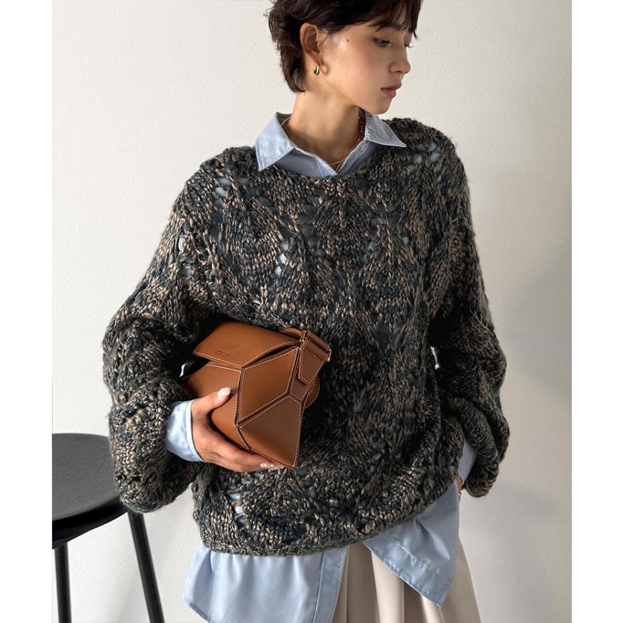 【Classical Evon】 ニット レディース 長袖 トップス ローゲージ 針抜き パフニット ゆるっと オーバーサイズ 着映え ロングシーズン 大きいサイズ | classicalelf | 09