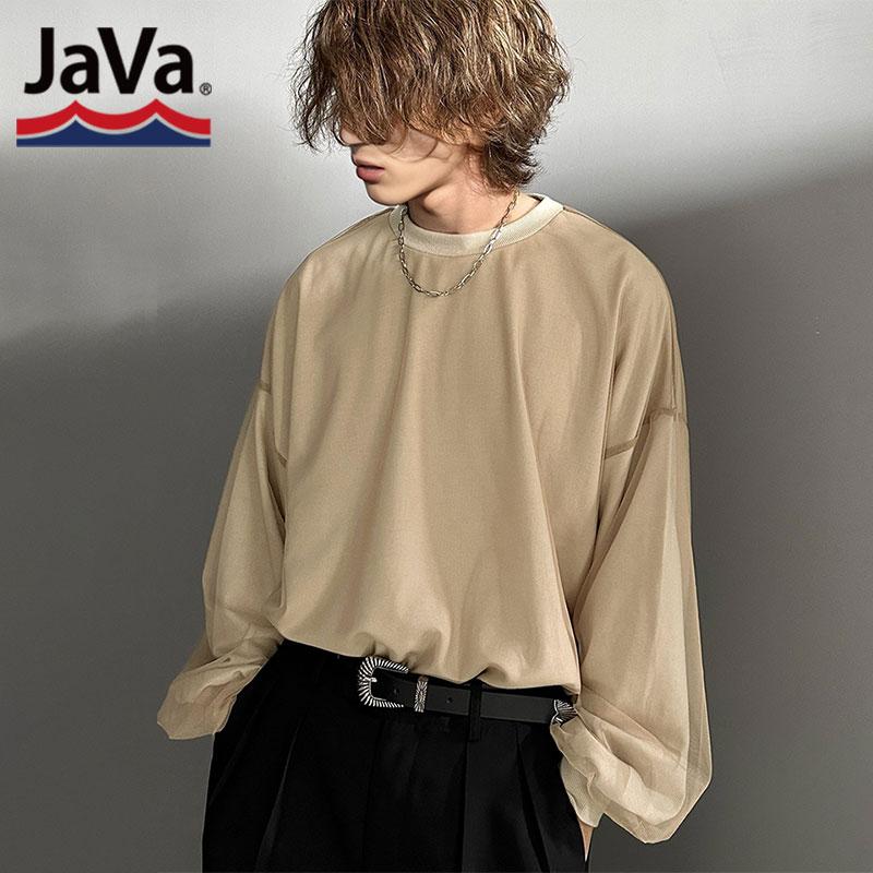 《javaジャバコラボ》 トップス Tシャツ メンズ チュール レイヤード バック プリント ミニ 裏毛 長袖 ロンT オーバーサイズ 男女兼用 | classicalelf | 16