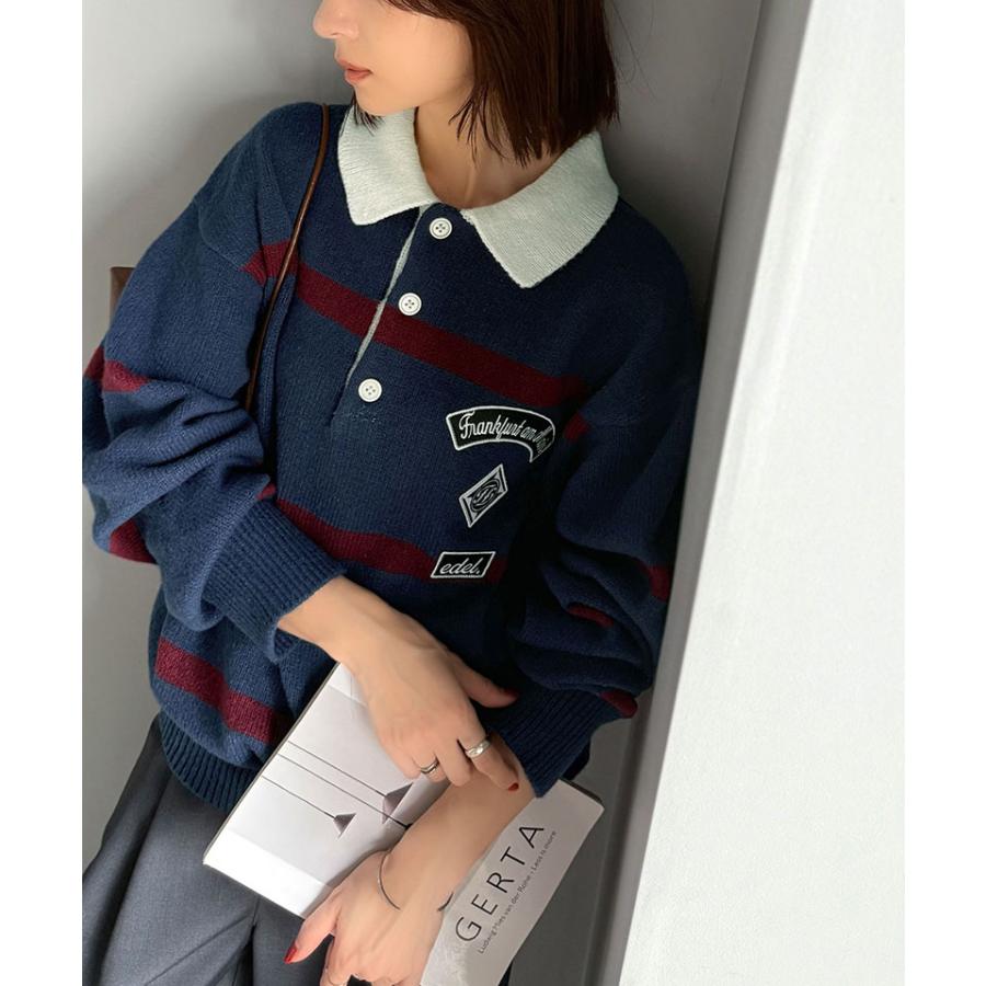 《java ジャバコラボ》ラガーシャツ 長袖 メンズ トップス プルオーバー ワッペン ラガーポロニット トラッド リラクシー 男女兼用 ゆったり こなれ感 | classicalelf | 10