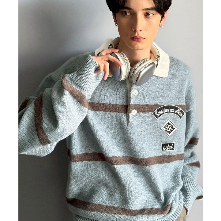 《java ジャバコラボ》ラガーシャツ 長袖 メンズ トップス プルオーバー ワッペン ラガーポロニット トラッド リラクシー 男女兼用 ゆったり こなれ感 | classicalelf | 14