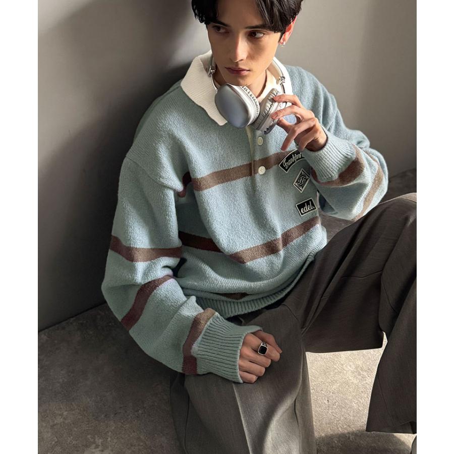 《java ジャバコラボ》ラガーシャツ 長袖 メンズ トップス プルオーバー ワッペン ラガーポロニット トラッド リラクシー 男女兼用 ゆったり こなれ感 | classicalelf | 15