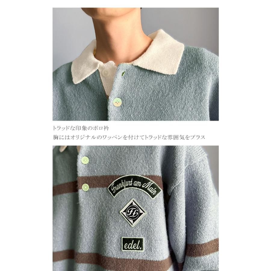 《java ジャバコラボ》ラガーシャツ 長袖 メンズ トップス プルオーバー ワッペン ラガーポロニット トラッド リラクシー 男女兼用 ゆったり こなれ感 | classicalelf | 16