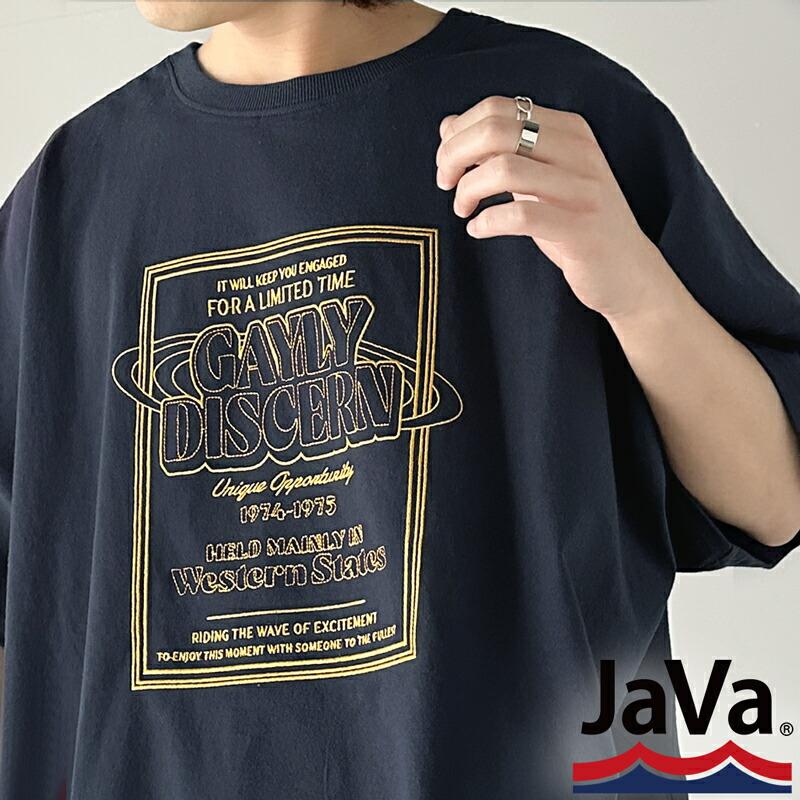 【sustaina+】《javaジャバコラボ》 トップス Tシャツ メンズ オーガニック コットン混 綿100% 前後 2way ステッチ 刺繍 半袖 男女兼用 | classicalelf