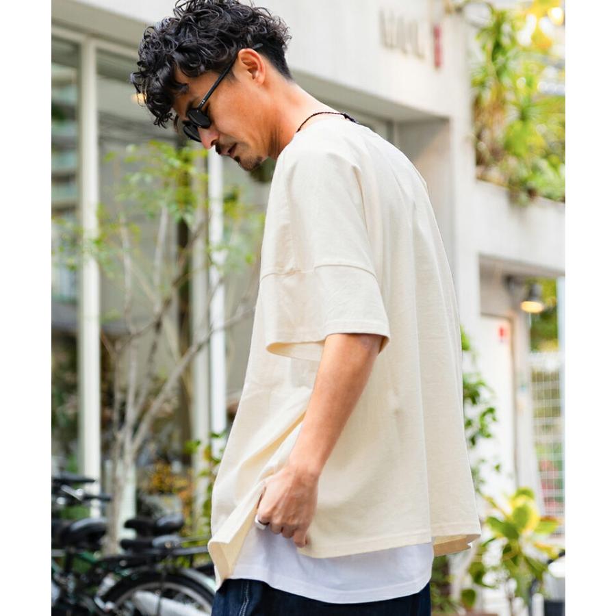 【sustaina+】《javaジャバコラボ》 トップス Tシャツ メンズ オーガニック コットン混 綿100% 前後 2way ステッチ 刺繍 半袖 男女兼用 | classicalelf | 09