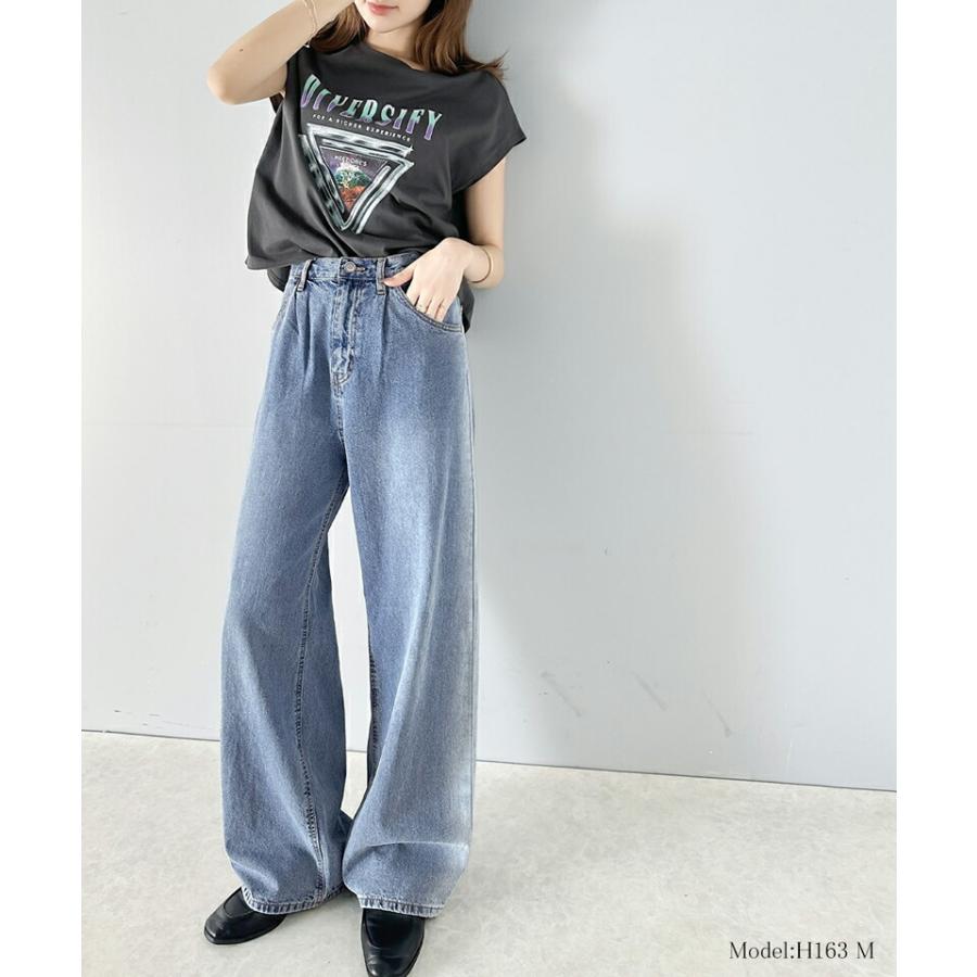 《javaジャバコラボ》 ボトムス パンツ メンズ サイド ブリーチ ライン ワイド デニムパンツ ヴィンテージライク オールシーズン 男女兼用 | classicalelf | 10