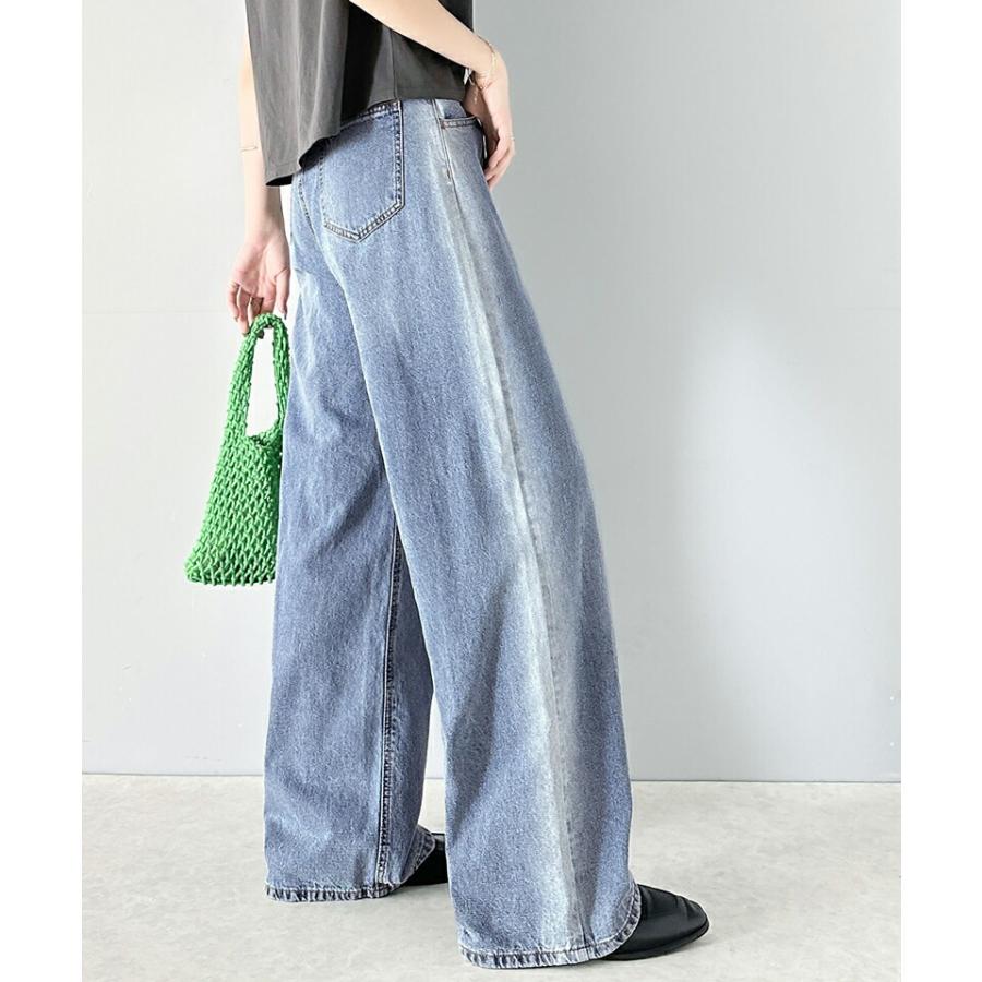 《javaジャバコラボ》 ボトムス パンツ メンズ サイド ブリーチ ライン ワイド デニムパンツ ヴィンテージライク オールシーズン 男女兼用 | classicalelf | 11
