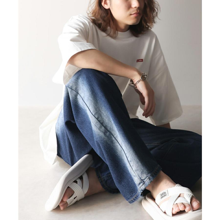 《javaジャバコラボ》 ボトムス パンツ メンズ サイド ブリーチ ライン ワイド デニムパンツ ヴィンテージライク オールシーズン 男女兼用 | classicalelf | 14