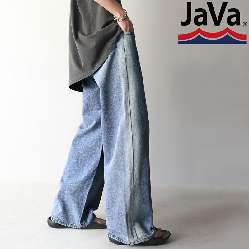 《javaジャバコラボ》 ボトムス パンツ メンズ サイド ブリーチ ライン ワイド デニムパンツ ヴィンテージライク オールシーズン 男女兼用 | classicalelf | 18